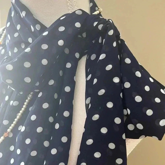 [L]Ryu Anthropologie Polka Dot Navy Blue  Whirled Tour Dress adjustable Neck Tie - Picture 4 of 16